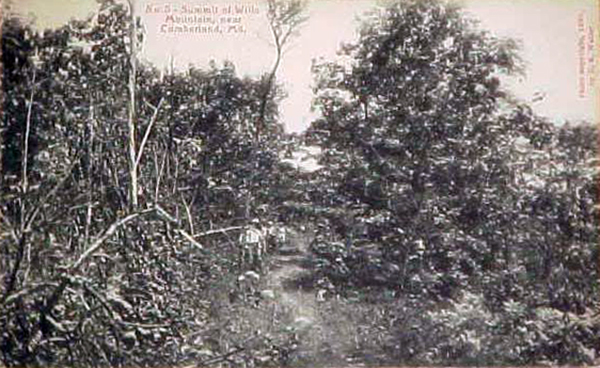 John Kennedy Lacock Braddock Road Postcard #5: Summit of Wills Mountain, near Cumberland, Md.