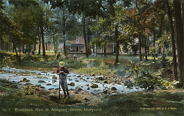 John Kennedy Lacock Braddock Road Postcard #7: Braddock Run in Allegany Grove, Maryland