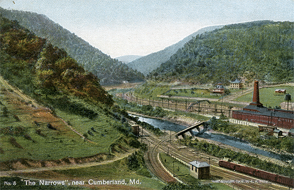 John Kennedy Lacock Braddock Road Postcard #8: The Narrows, near Cumberland, Md.