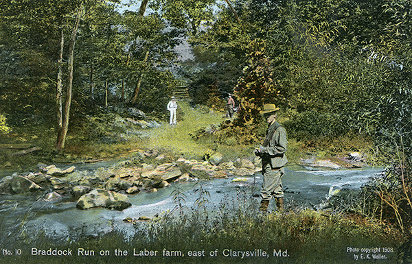 John Kennedy Lacock Braddock Road Postcard #10: Braddock Run on the Laber Farm, east of Clarysville, Md.