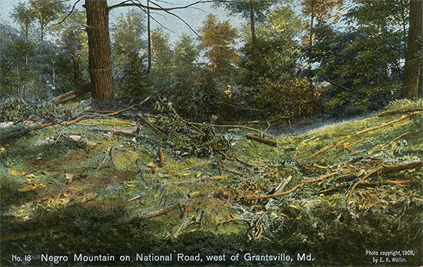 John Kennedy Lacock Braddock Road Postcard #18: Negro Mountain on National Road, west of Grantsville, Md.