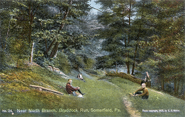 John Kennedy Lacock Braddock Road Postcard #24: North Bend Branch, Braddock Run, Somerfield, Pa.
