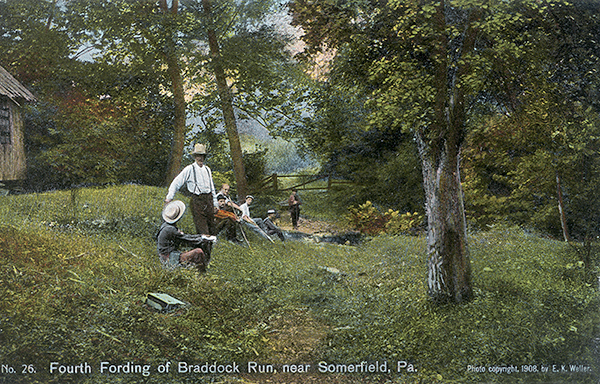 John Kennedy Lacock Braddock Road Postcard #26: Fourth Fording of Braddock Run, near Somerfield, Pa.