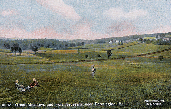 John Kennedy Lacock Braddock Road Postcard #32: Great Meadows and Fort Necessity, near Farmington, Pa.