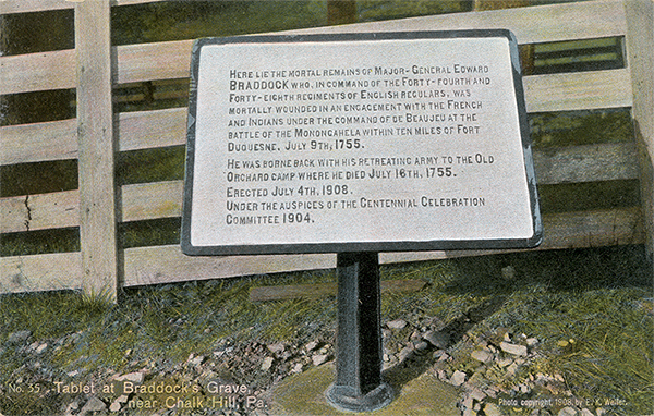 Marker at Braddock's Grave