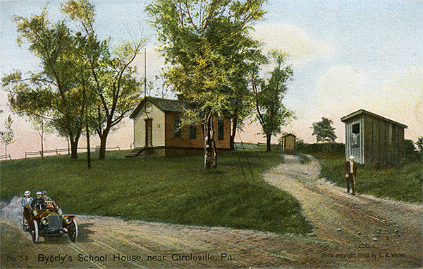 John Kennedy Lacock Braddock Road Postcard #54: Byerly's School House, near Circleville, Pa.