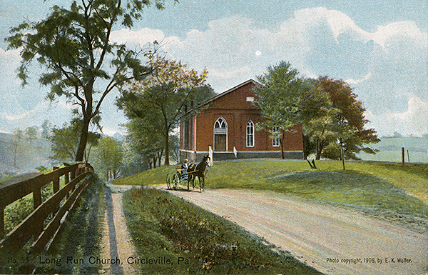 John Kennedy Lacock Braddock Road Postcard #55: Long Run Church, Circleville, PA