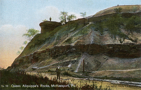 John Kennedy Lacock Braddock Road Postcard #59: Queen Alliquippa's Rocks, McKeesport, Pa.