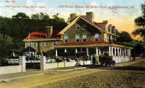 John Kennedy Lacock Cumberland Road Postcard #45: Old Stone House, 8 1/2 Miles East of Uniontown, Pa.