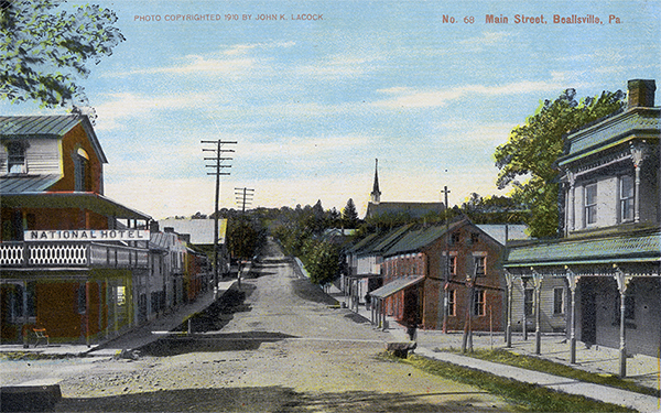 John Kennedy Lacock Cumberland Road Postcard #68: Main Street, Beallsville, Pa.