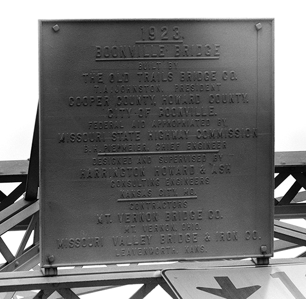 Plaque on the Boonville Bridge