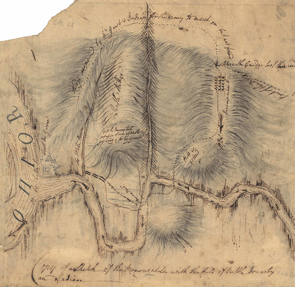 A map of the Battle drawn by an Indian warrior.