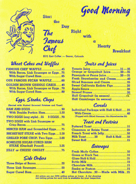 Famous Chef Menu