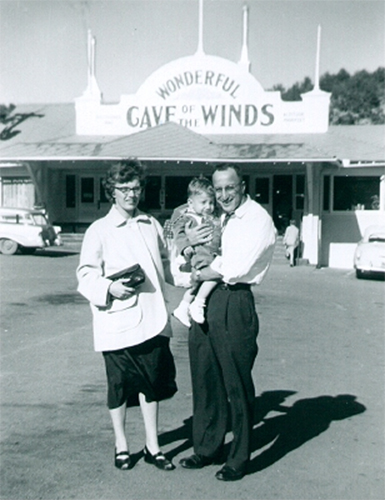 Frank Brusca and his parents at the Cave of the Winds in 1957