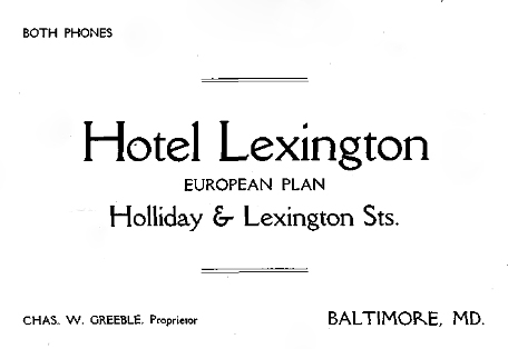 Advertisement for the Hotel Lexington
