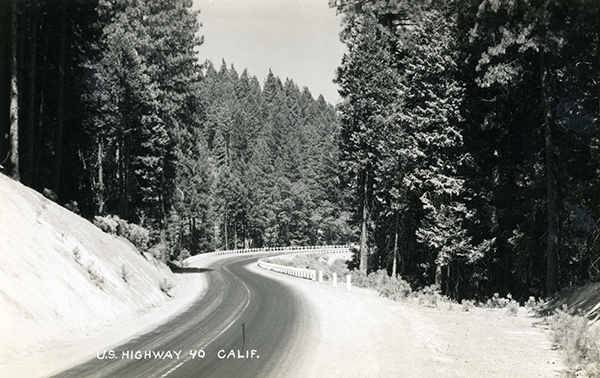 Route 40 in the Sierra Nevada Mountains