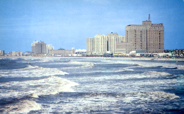 The President Hotel is the tall building on the far left.