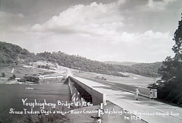 Somerfield Dam Bridge.  The older Big Crossing Bridge is underwater to the left.