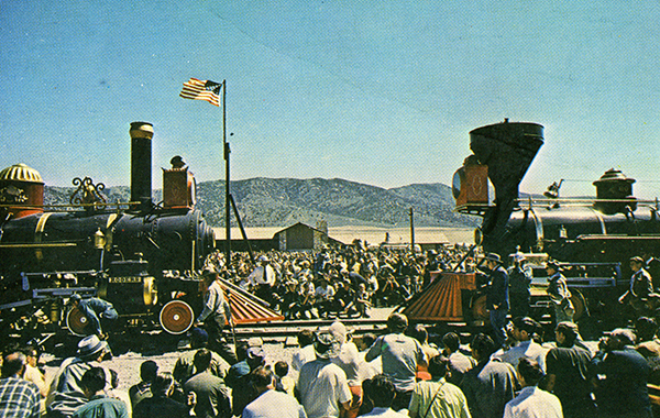 Reenactment of the driving of the Golden Spike, May 9, 1969
